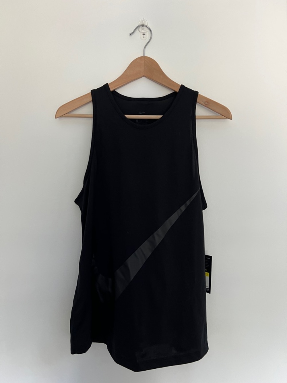 nwt nike black dri-fit loose tank with subtle swoosh, size small